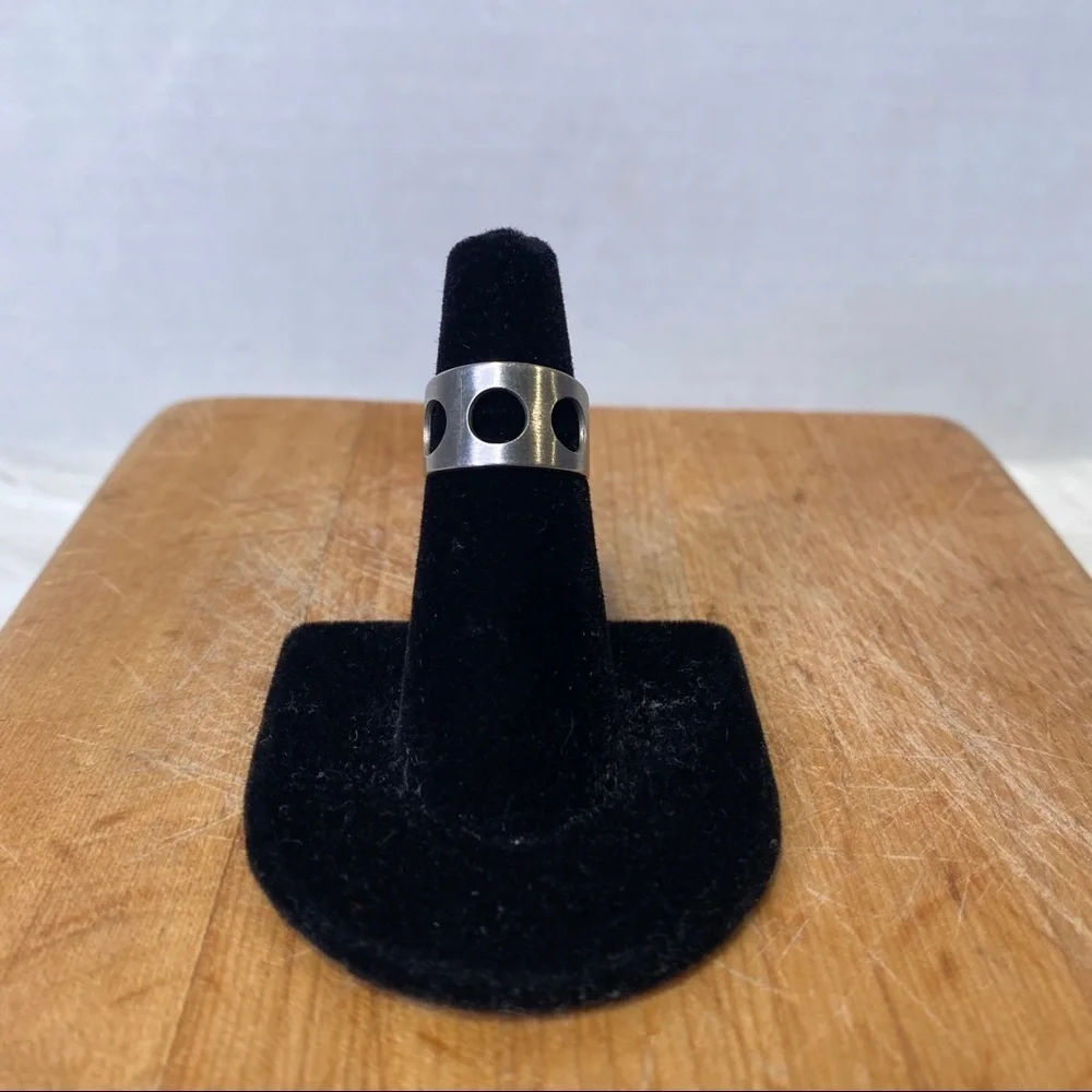 Vtg Sarah Coventry Silver Open Cutout Sides Mid Century Modern Ring Size 5.5